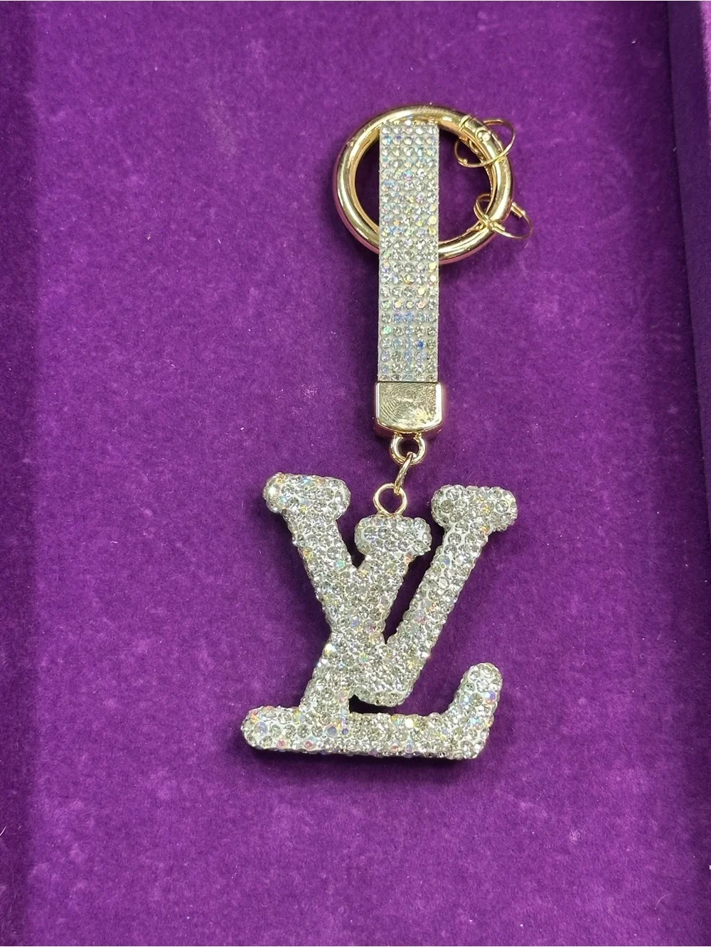 Sparkle interlocking bling bag charm keyring